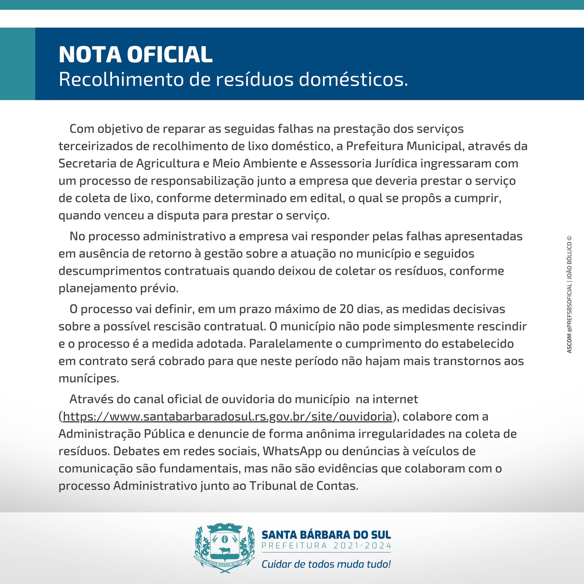 Reunião de definição com a atual empresa prestadora de serviços da coleta do lixo