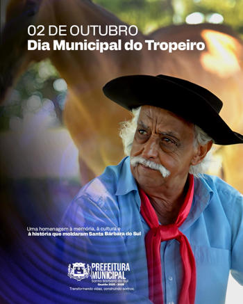 <p><span style="font-size: 14pt;"><strong data-start="0" data-end="45">02 DE OUTUBRO &ndash; DIA MUNICIPAL DO TROPEIRO</strong></span></p>