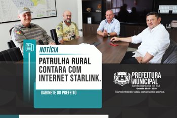 <p><span style="font-size: 14pt;">PATRULHA RURAL CONTAR&Aacute; COM INTERNET STARLINK</span></p>