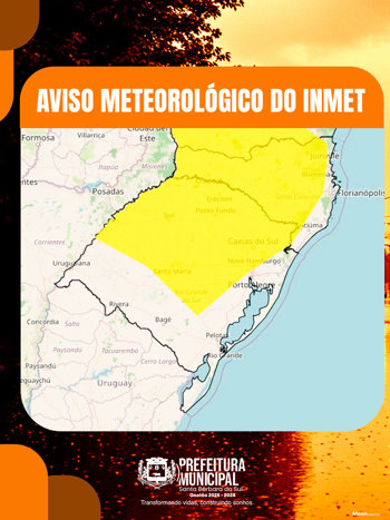 ⚠️⚠️⚠️⚠️⚠️<br />Segue *Aviso Meteorol&oacute;gico do INMET* enviado ao Centro de Opera&ccedil;&otilde;es da Defesa Civil:<br />👇🏻