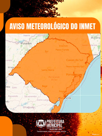 ⚠️⚠️⚠️⚠️⚠️<br />Segue *Aviso Meteorol&oacute;gico do INMET* enviado ao Centro de Opera&ccedil;&otilde;es da Defesa Civil: