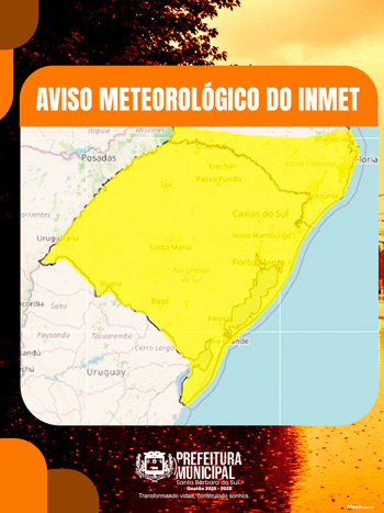 Segue Aviso Meteorol&oacute;gico do INMET enviado ao Centro de Opera&ccedil;&otilde;es da Defesa Civil:<br />👇🏻