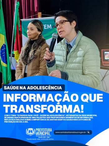 Sa&uacute;de na Adolesc&ecirc;ncia: informa&ccedil;&atilde;o que transforma! 💙