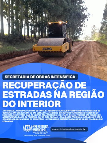 <span style="font-size: 14pt;"><strong>SECRETARIA DE OBRAS INTENSIFICA RECUPERA&Ccedil;&Atilde;O DE ESTRADAS NA REGI&Atilde;O DO INTERIOR</strong></span>