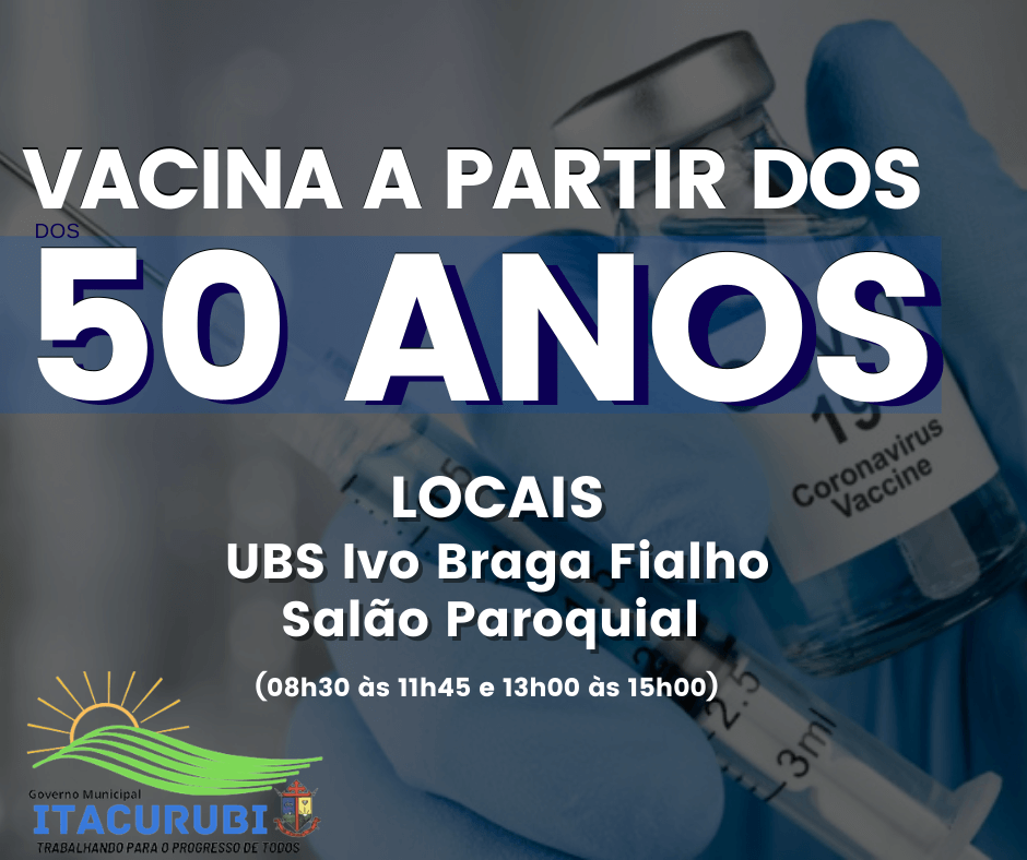 ITACURUBI AVANÇA PARA A FAIXA ETÁRIA DOS 50 ANOS NA IMUNIZAÇÃO DA POPULAÇÃO EM GERAL CONTRA A COVID-19.