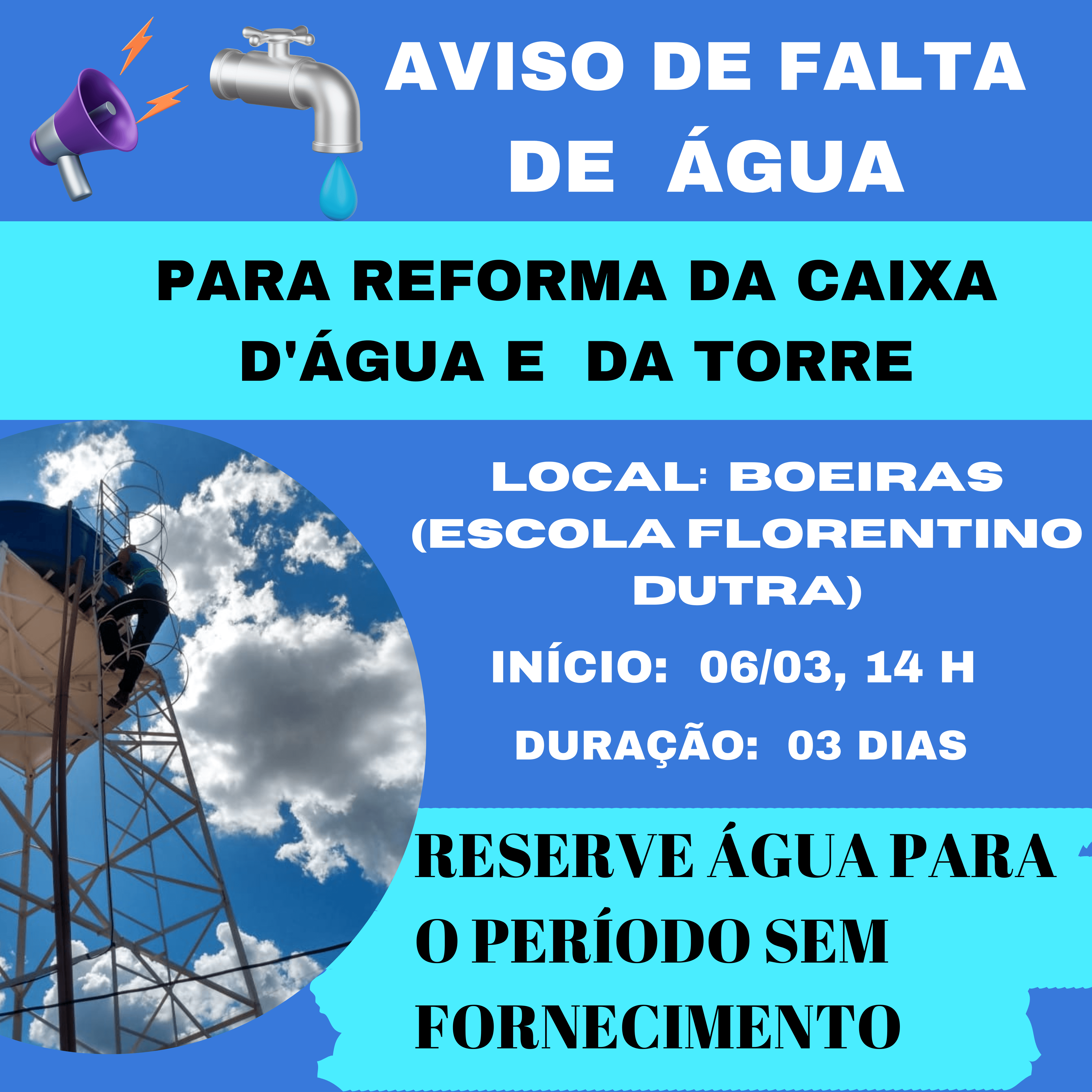 AVISO DE FALTA DE ÁGUA