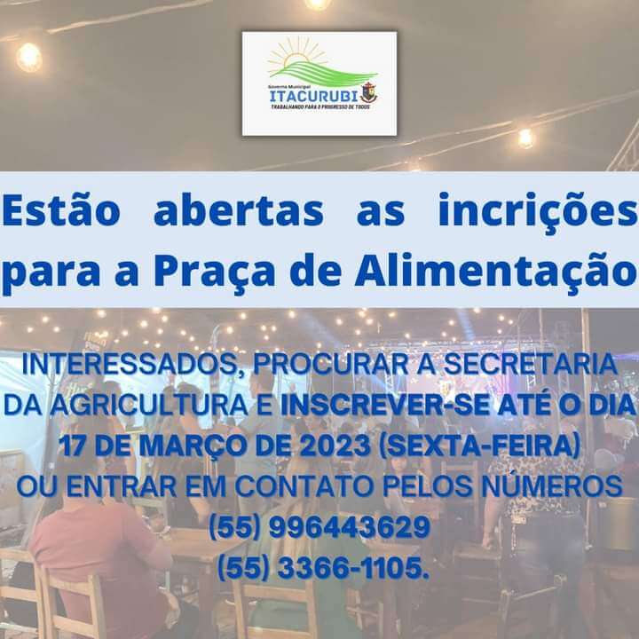INSCRIÇÕES PARA A PRAÇA DE ALIMENTAÇÃO