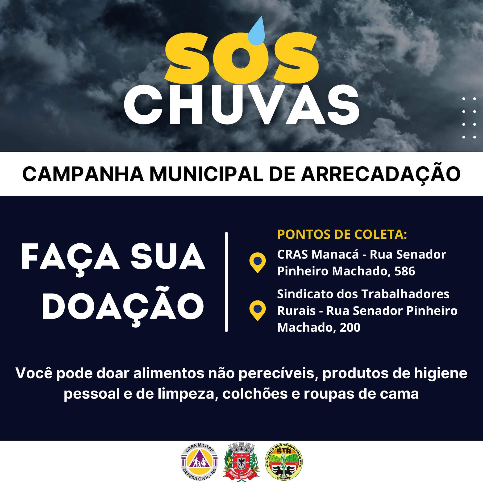 <p>CAMPANHA MUNICIPAL DE ARRECADA&Ccedil;&Atilde;O DE DOA&Ccedil;&Otilde;ES PARA V&Iacute;TIMAS DAS ENCHENTES</div>
</div>