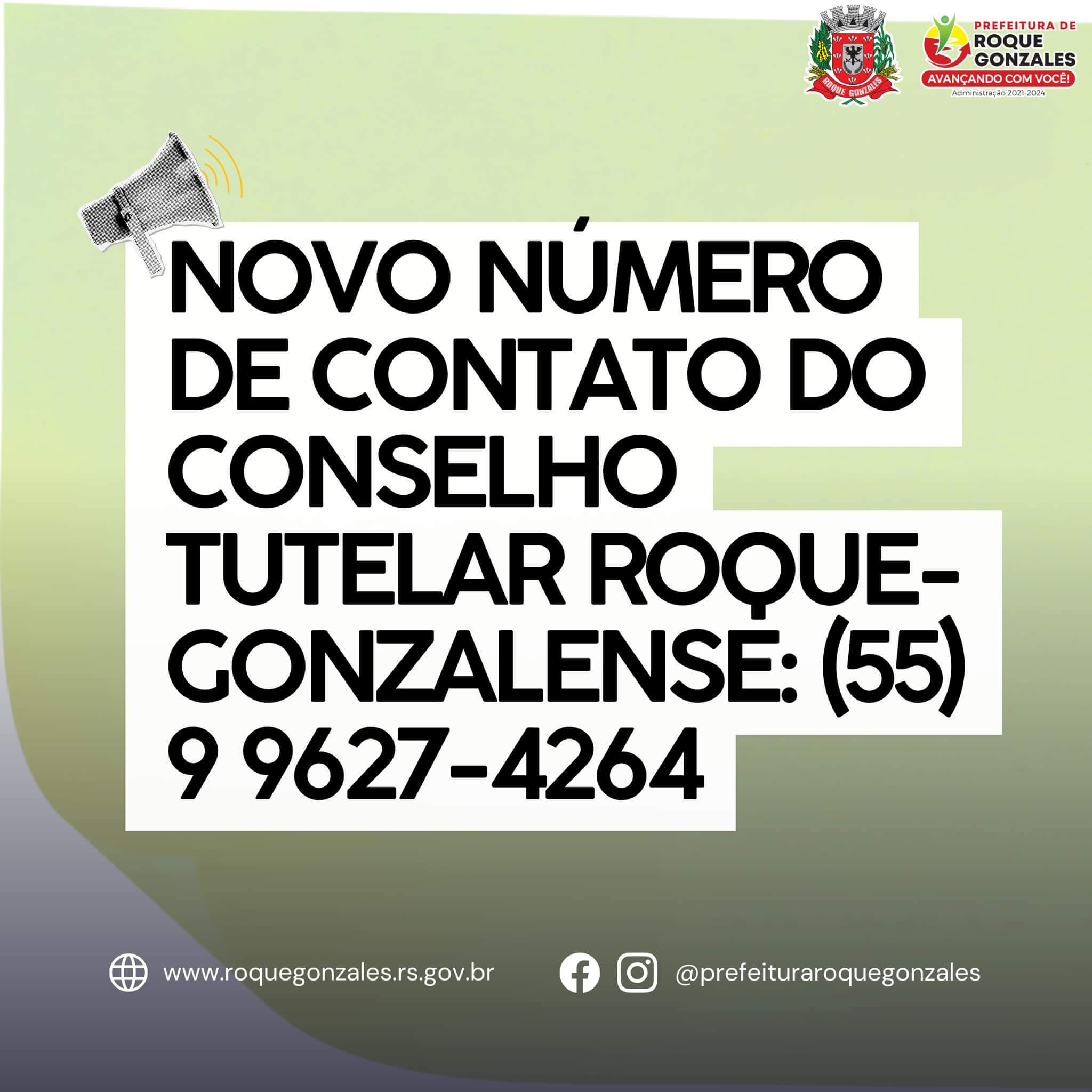 <p>ADMINISTRA&Ccedil;&Atilde;O MUNICIPAL DE ROQUE GONZALES DIVULGA NOVO N&Uacute;MERO DO CONSELHO TUTELAR</p>