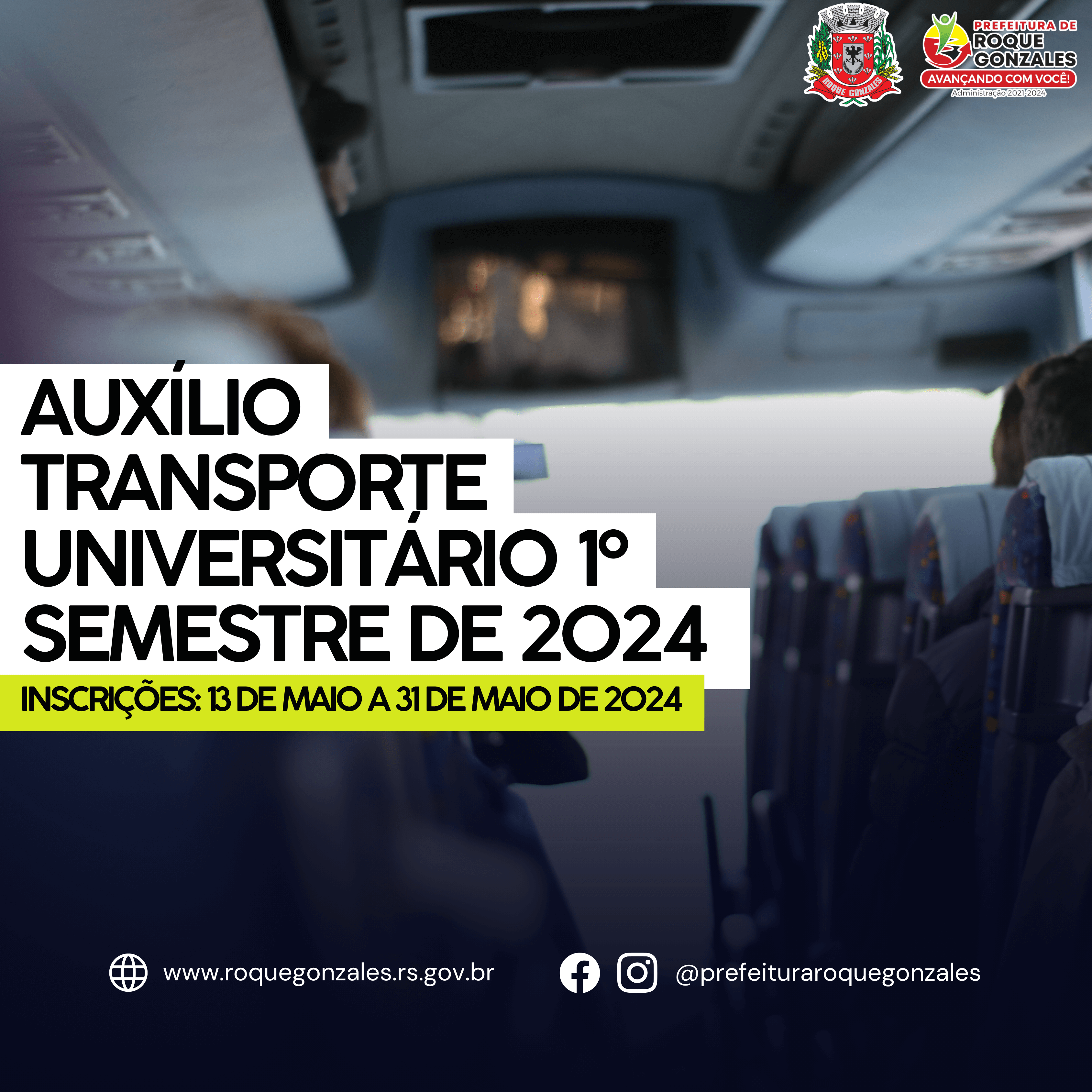 <p>INSCRI&Ccedil;&Otilde;ES PARA O AUX&Iacute;LIO TRANSPORTE UNIVERSIT&Aacute;RIO EM ROQUE GONZALES COME&Ccedil;AM NA SEGUNDA-FEIRA (13)</p>