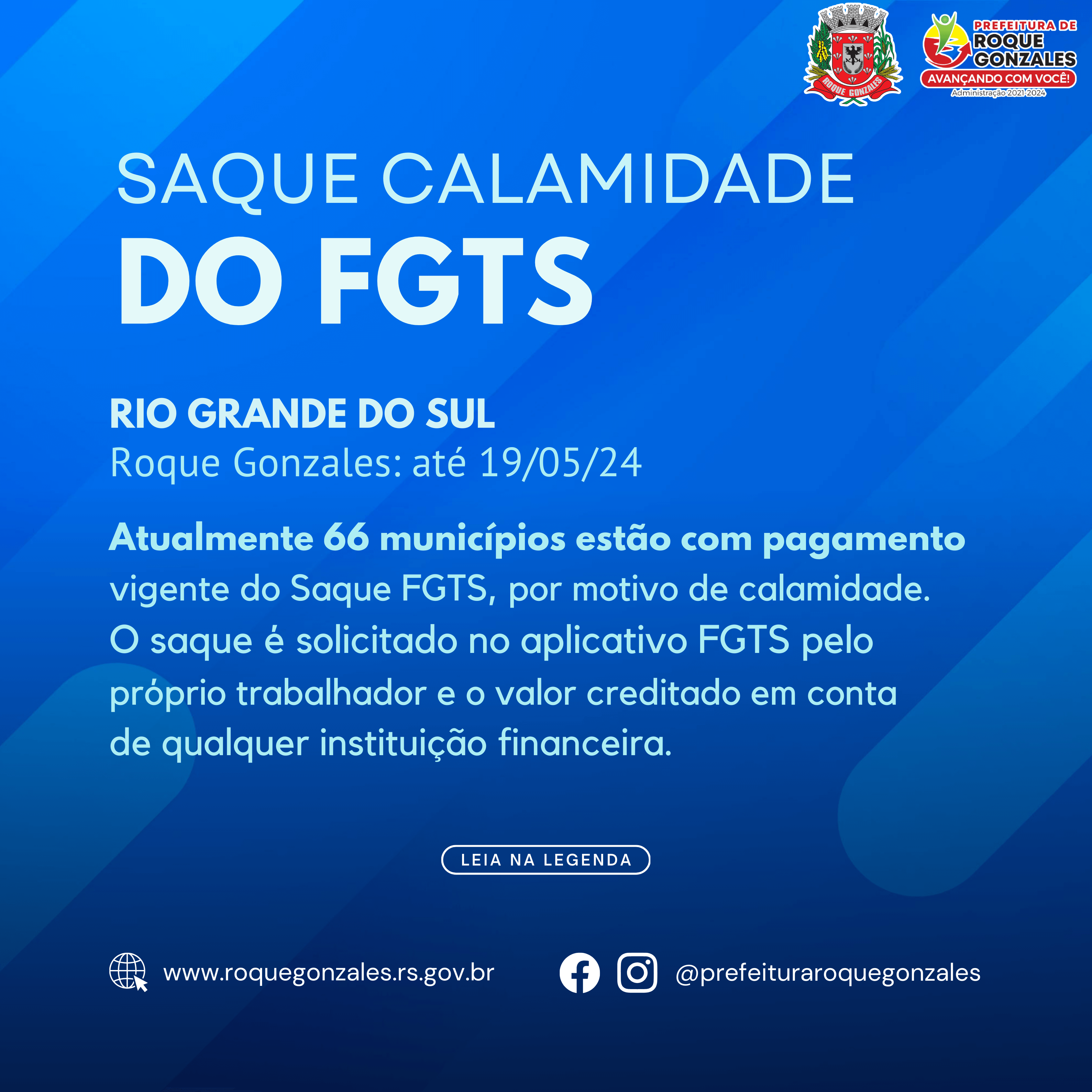 <p>SAQUE CALAMIDADE DO FUNDO DE GARANTIA POR TEMPO DE SERVI&Ccedil;O - FGTS</p>
