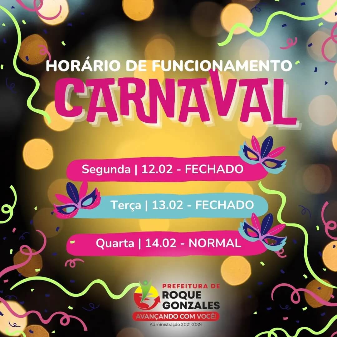HORÁRIO ESPECIAL DE FUNCIONAMENTO PARA O CARNAVAL