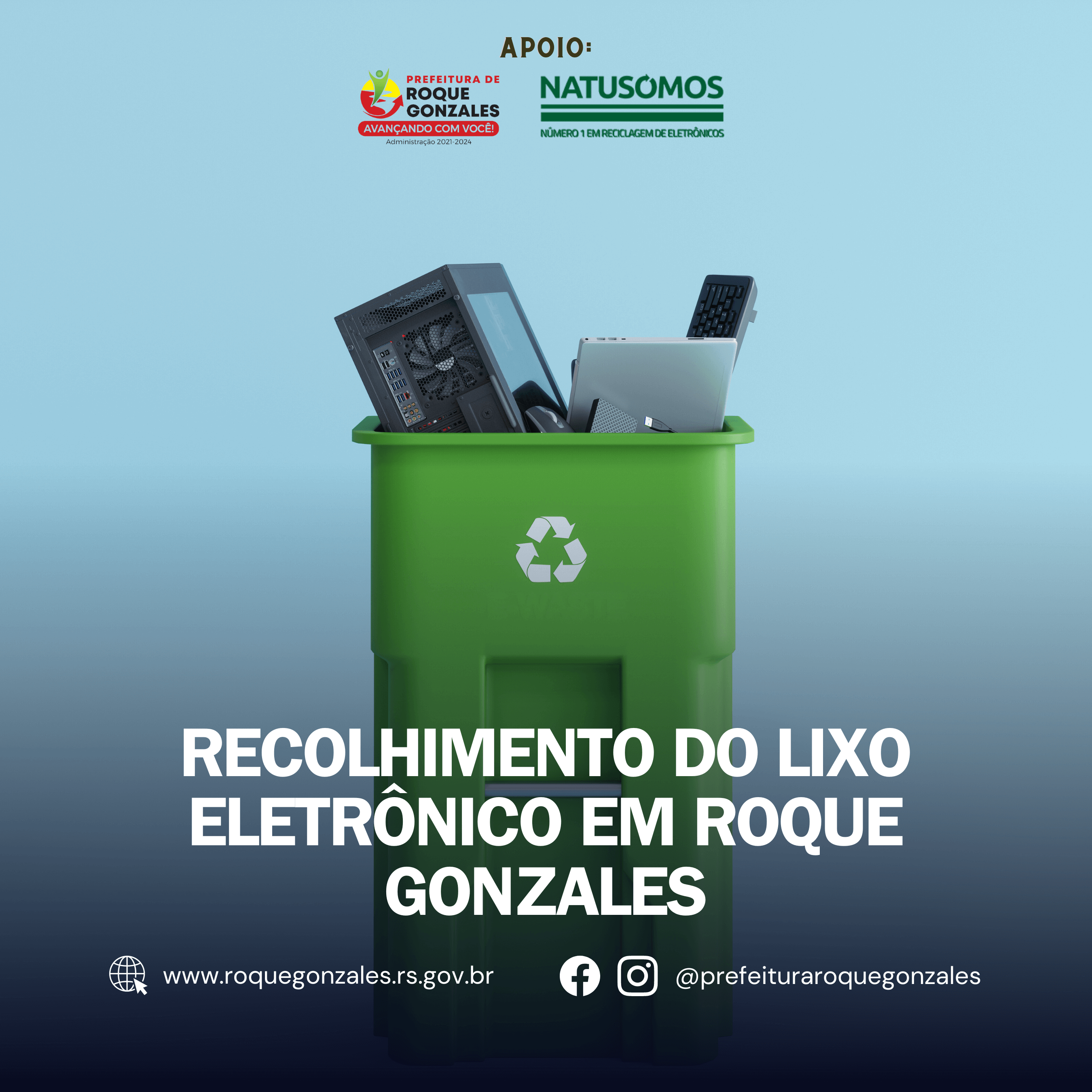 RECOLHIMENTO DO LIXO ELETRÔNICO EM ROQUE GONZALES: DIAS 25 E 26 DE MARÇO DE 2024