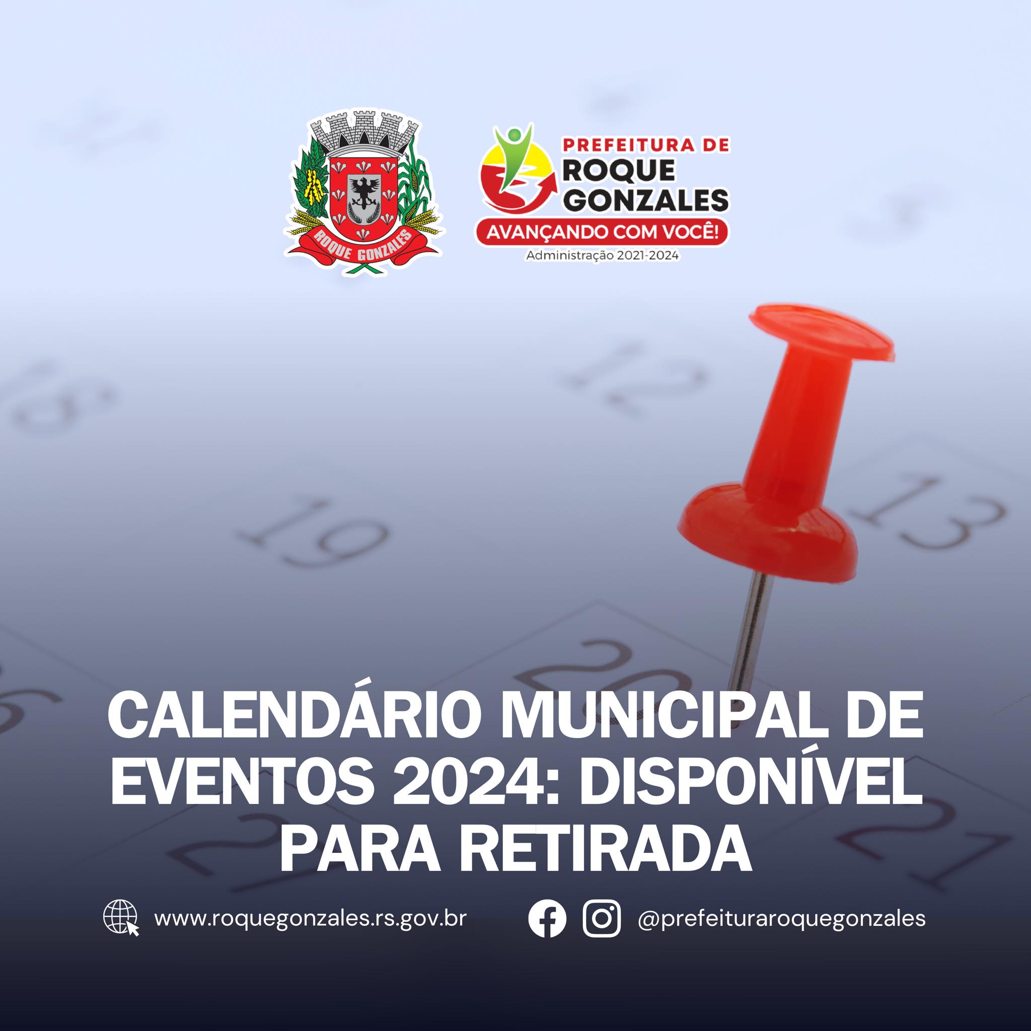 <p>CALEND&Aacute;RIO MUNICIPAL DE EVENTOS 2024: DISPON&Iacute;VEL PARA RETIRADA</p>