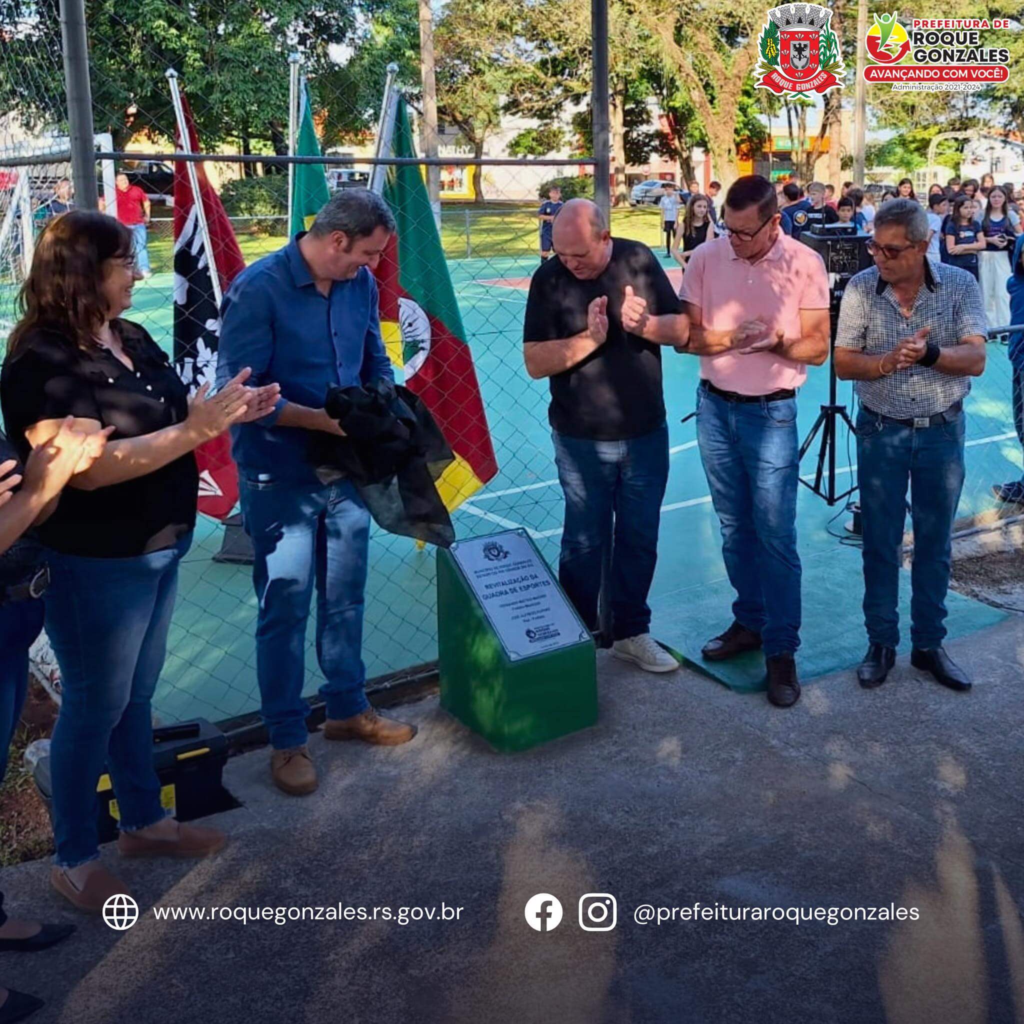 <p>ADMINISTRA&Ccedil;&Atilde;O MUNICIPAL DE ROQUE GONZALES REALIZA A ENTREGA DA QUADRA DE ESPORTES REVITALIZADA</p>