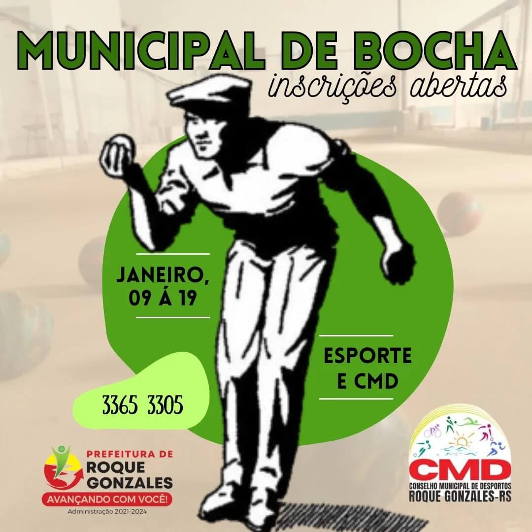  INSCRIÇÕES ABERTAS PARA O MUNICIPAL DE BOCHA