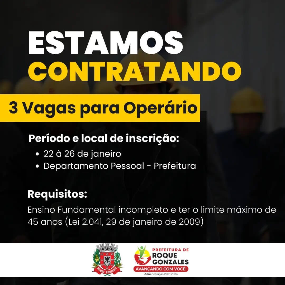 PROCESSO SELETIVO DE CONTRATAÇÃO PARA OPERÁRIO