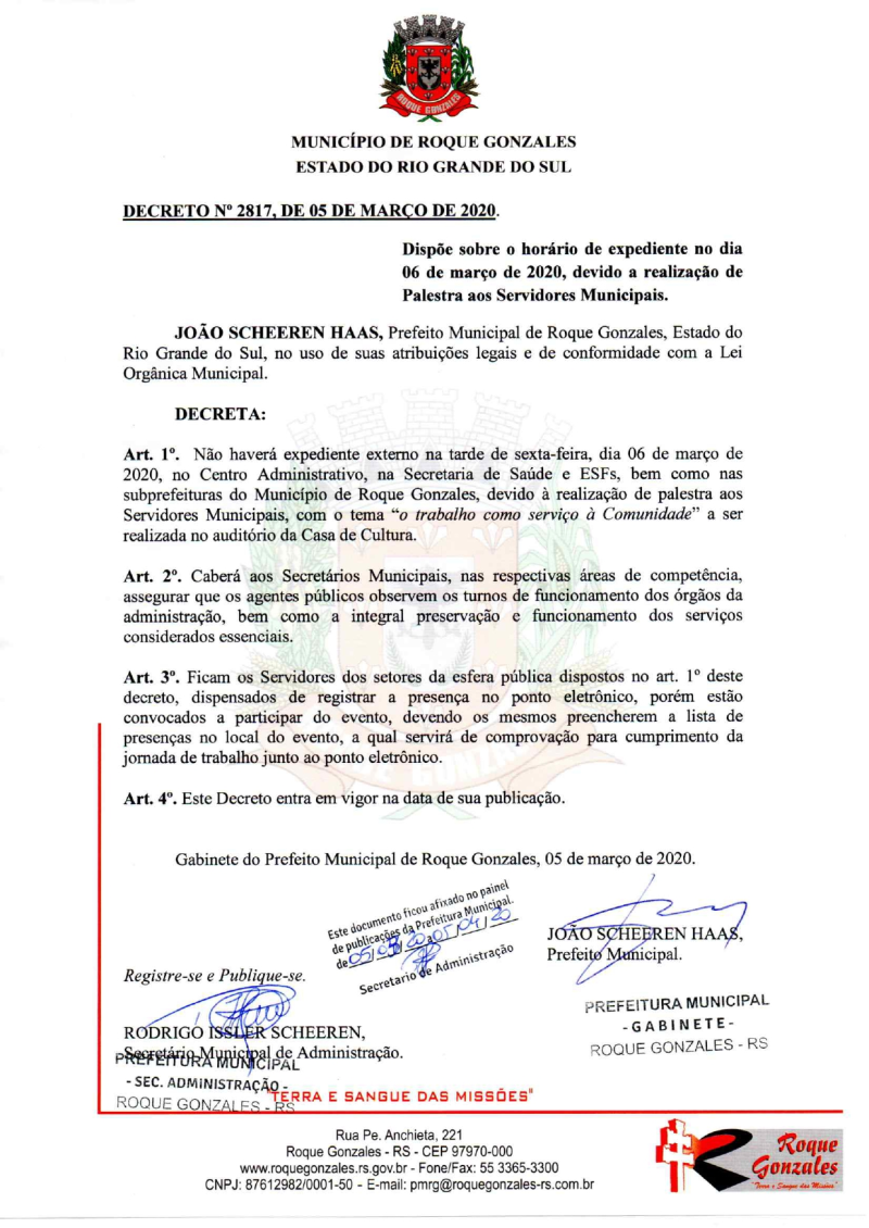 PREFEITURA COM EXPEDIENTE SOMENTE NO TURNO DA MANHÃ