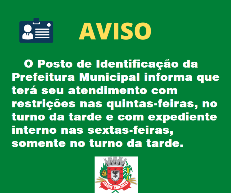 AVISO POSTO DE IDENTIFICAÇÃO