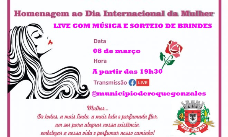 Administração Municipal realizará live especial em homenagem ao Dia da Mulher