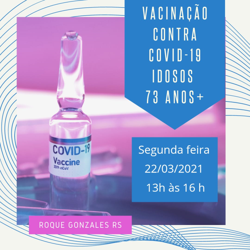 COVID-19: Vacinação para idosos de 73 anos e mais