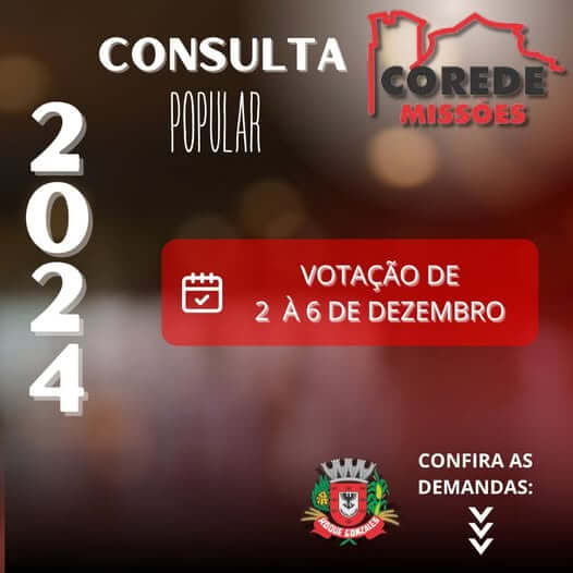 <p>VOTA&Ccedil;&Atilde;O NAS DEMANDAS DA COSULTA POPULAR INICIA SEGUNDA-FEIRA 2 DE DEZEMBRO</p>