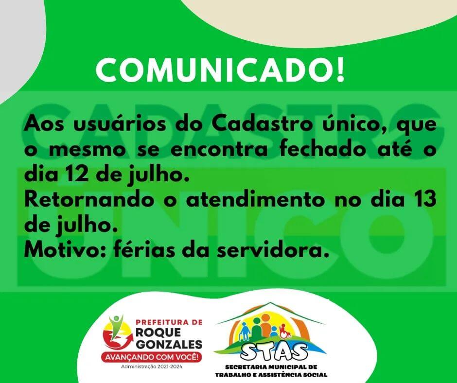 COMUNICADO CADASTRO ÚNICO
