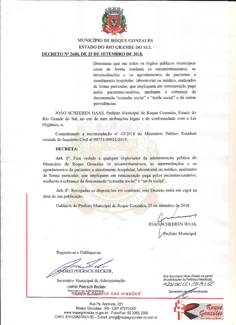 PREFEITO ASSINA DECRETO APÓS NOTIFICAÇÃO DO MINISTÉRIO PUBLICO ESTADUAL