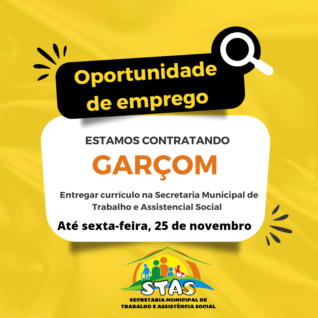 OPORTUNIDADE DE EMPREGO NA CIDADE