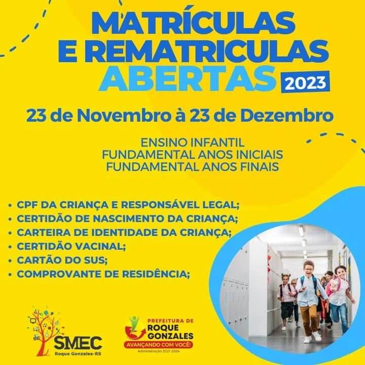 MATRÍCULA E REMATRÍCULAS NAS ESCOLAS MUNICIPAIS