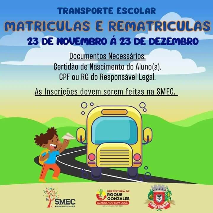 ABERTAS AS INSCRIÇÕES PARA O TRANSPORTE ESCOLAR