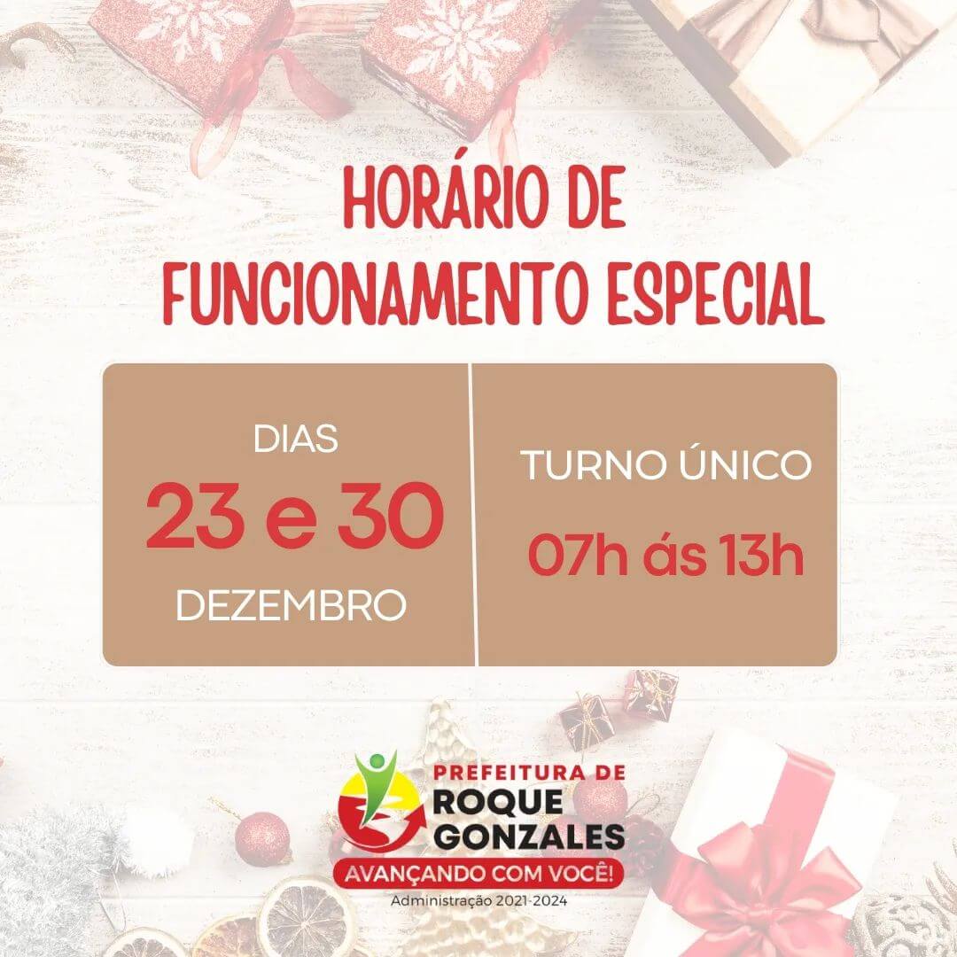 HORÁRIO ESPECIAL DE FINAL DE ANO