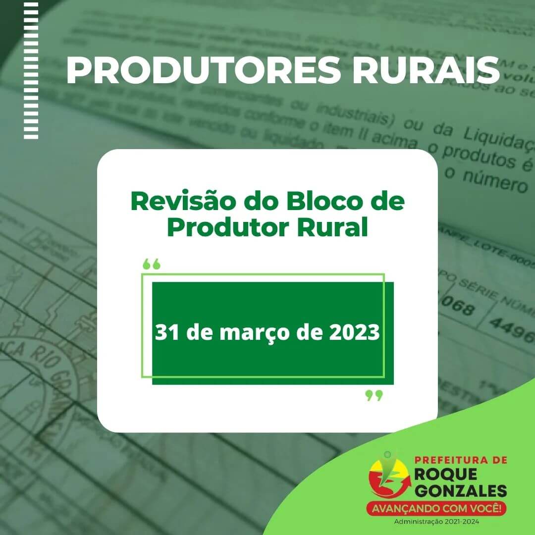 AVISO PARA OS PRODUTORES RURAIS