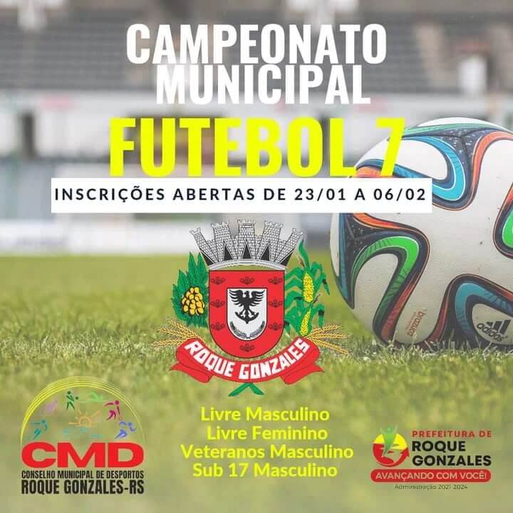  ABERTAS AS INSCRIÇÕES PARA O CAMPEONATO MUNICIPAL DE FUTEBOL 7