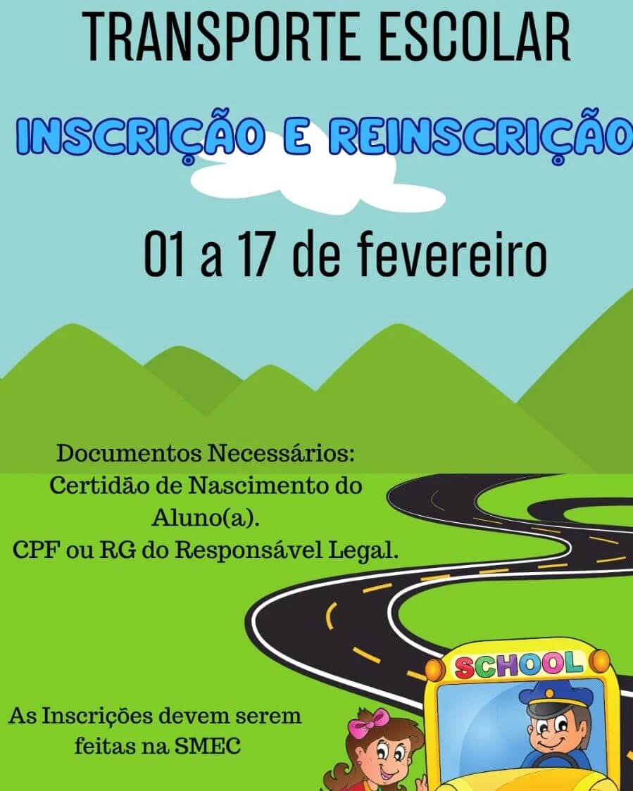 REABERTAS AS INSCRIÇÕES PARA O TRANSPORTE ESCOLAR 2023