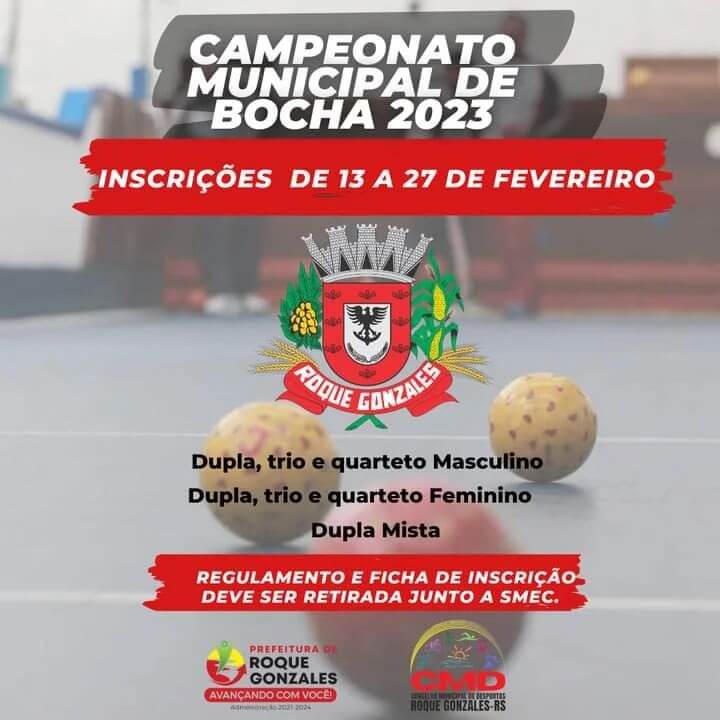 SEGUE ABERTA AS INSCRIÇÕES PARA O CAMPEONATO MUNICIPAL DE BOCHA
