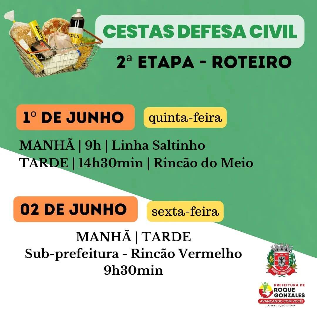 MAIS UM ROTEIRO DE ENTRAGA DA 2ª ETAPA DAS CESTAS BÁSICAS DA DEFESA CIVIL