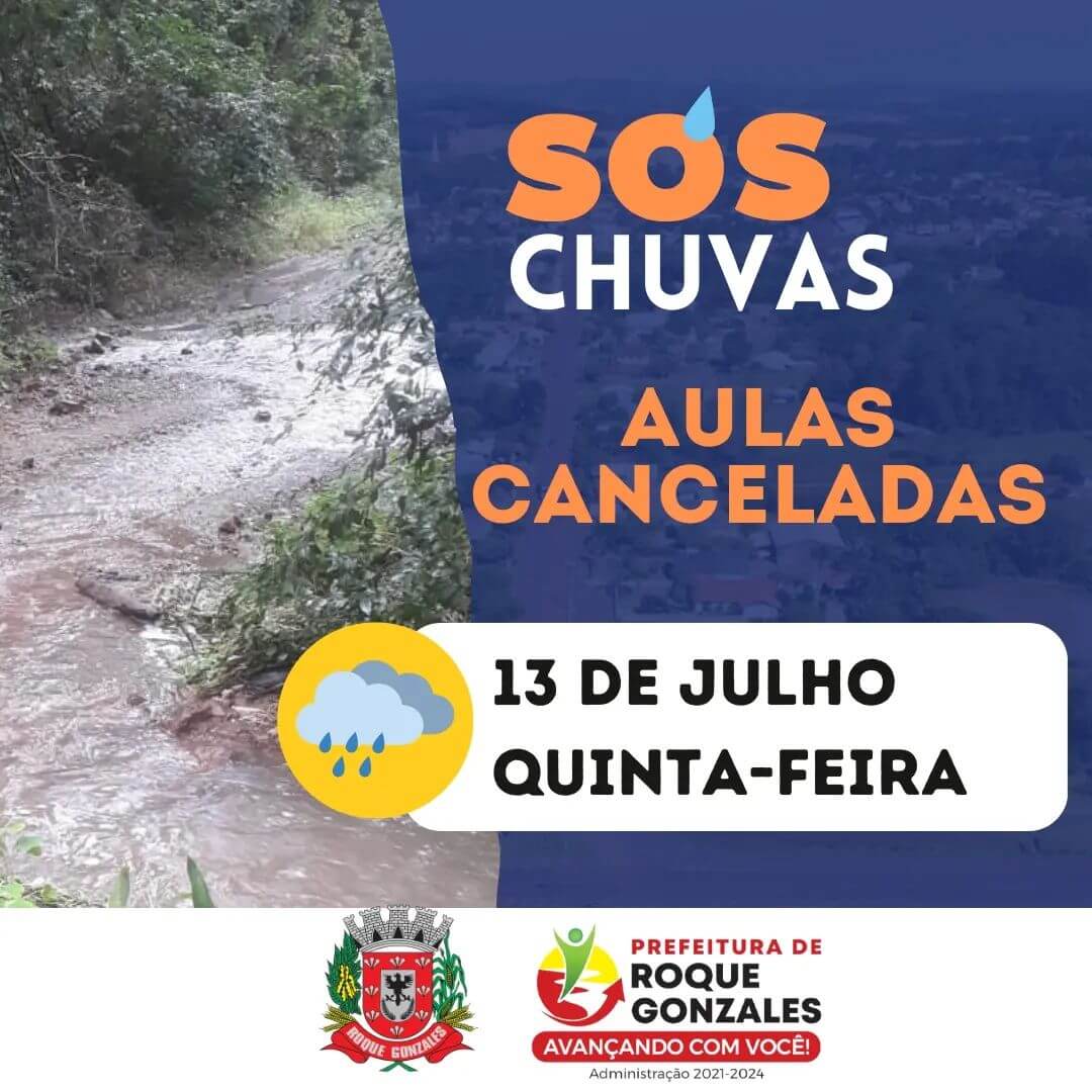 MUNICÍPIO SUSPENDE AS AULAS NESTA QUINTA-FEIRA, 13