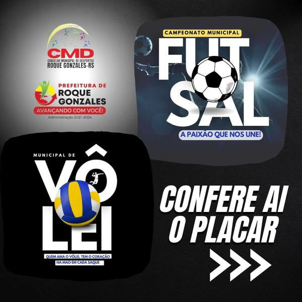 PLACAR DA RODADA DOS CAMPEONATOS DE VÔLEI E FUTSAL