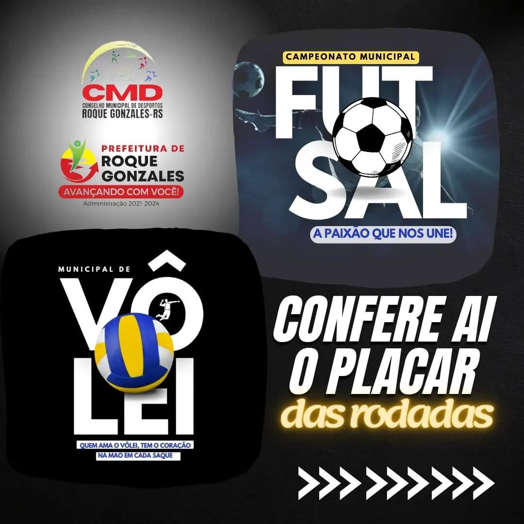 PLACAR DAS RODADAS DOS CAMPEONATOS DE VÔLEI E FUTSAL