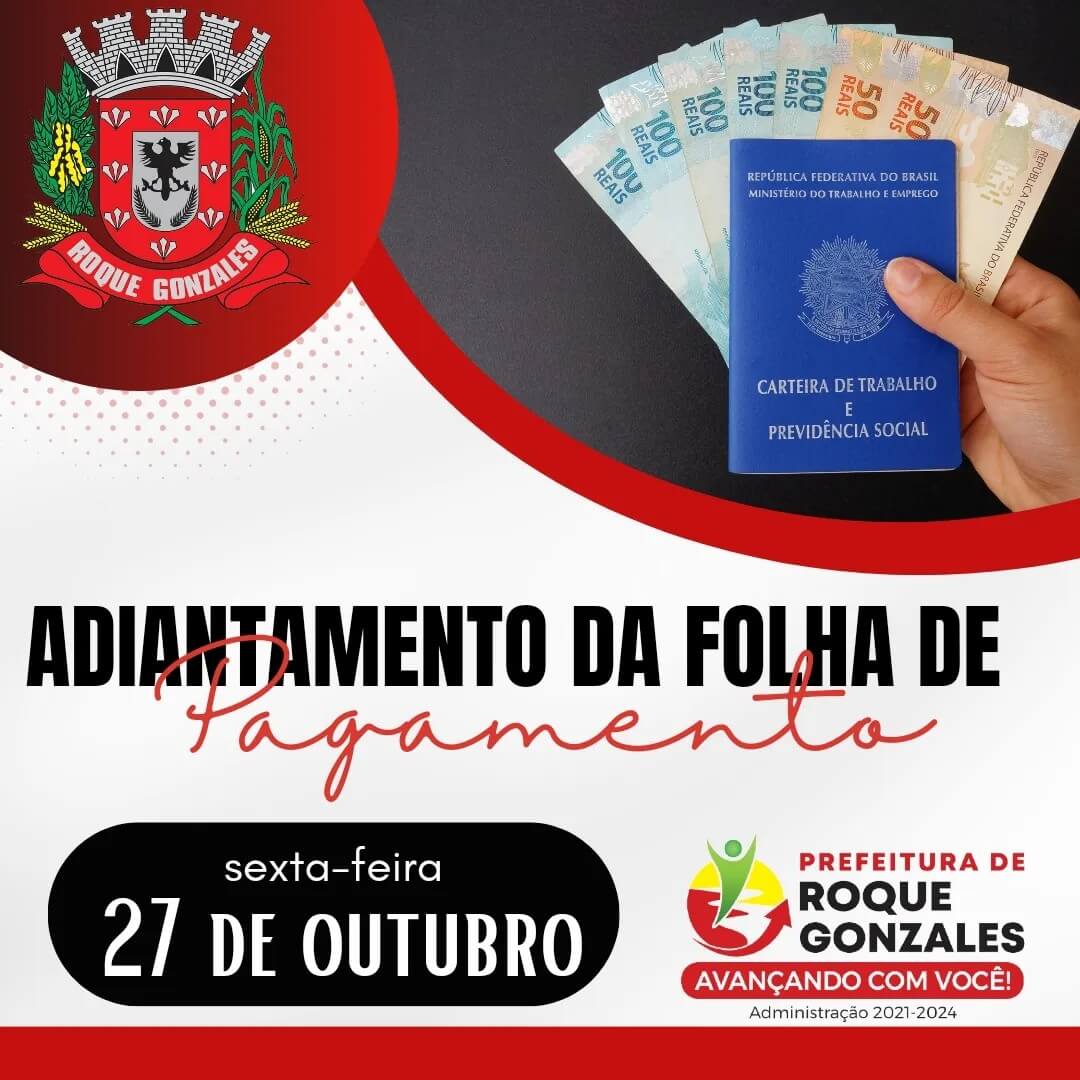 ADIANTAMENTO DA FOLHA DE PAGAMENTO DO MÊS DE OUTUBRO