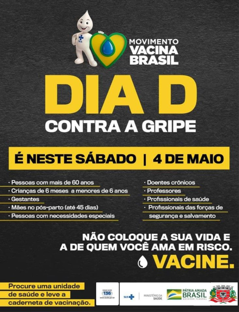 SÁBADO SERÁ REALIZADO DIA "D" VACINAÇÃO CONTRA A INFLUENZA