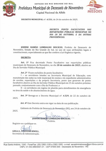 <p>DECRETO PONTO FACULTATIVO&nbsp;</p>