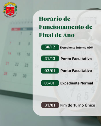 <p>HOR&Aacute;RIO DE FINAL DE ANO</p>