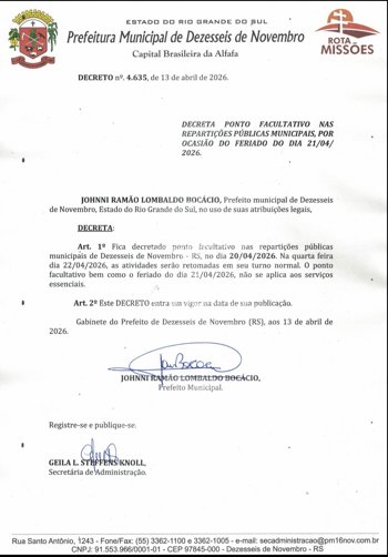 AVISO DE PONTO FACULTATIVO 