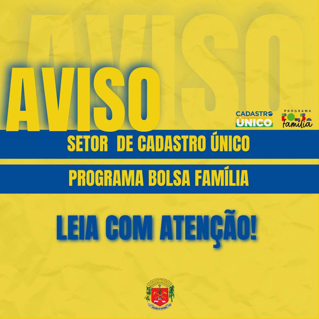 CADASTRO ÚNICO E PROGRAMA BOLSA FAMÍLIA