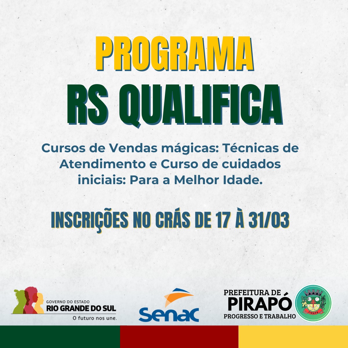 <p><strong>EDITAL N&deg; 022 - INSCRI&Ccedil;&Otilde;ES DE INTERESSADOS EM PARTICIPAR DOS CURSOS DE CAPACITA&Ccedil;&Atilde;O E QUALIFICA&Ccedil;&Atilde;O PROFISSIONAL DENTRO DO PROGRAMA QUALIFICA RS.</strong></p>