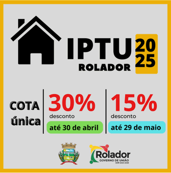 <p>ABERTO PRAZO PARA PAGAMENTO DO IPTU 2025 COM AT&Eacute; 30% DE DESCONTO.</p>
