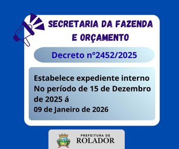 <p><strong>Governo Municipal de Rolador informa sobre o encerramento do exerc&iacute;cio de 2025</strong></p>