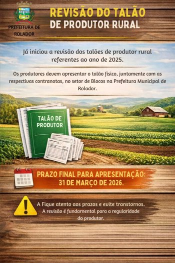 <p><strong> ⚠️Revis&atilde;o do Tal&atilde;o de Produtor Rural.</strong></p>